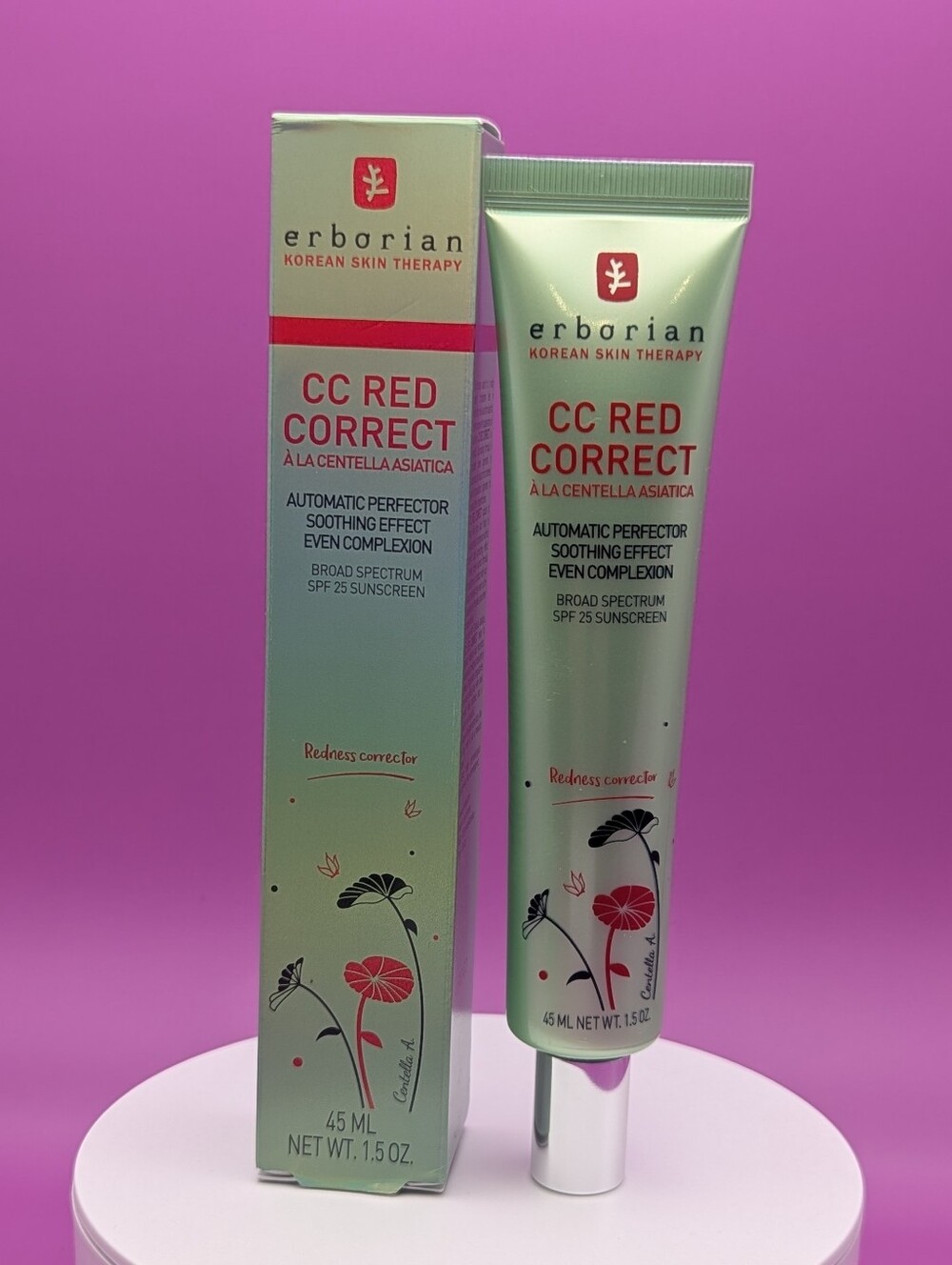 erborian Korean Skin Therapy CC Red Correct Full Size + Mini NIB Even Complexion - Picture 7 of 9